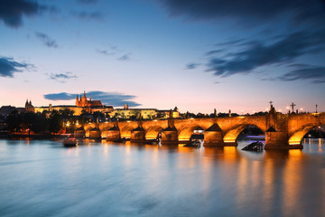 Charles Bridge and the old town in Prague.