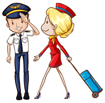 Pilot and flight attendant