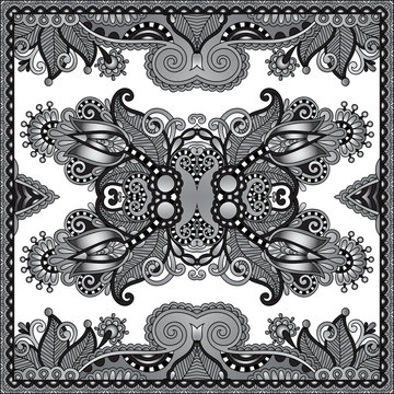 grey ornamental floral paisley bandanna