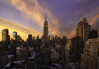 Fototapeta na wymiar Sunset over Manhattan, New York