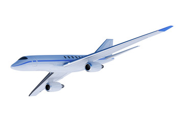 Fototapeta na wymiar Private jet on white, ready for your sky background