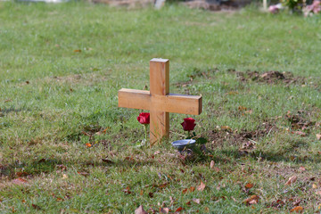 Wooden grave cross