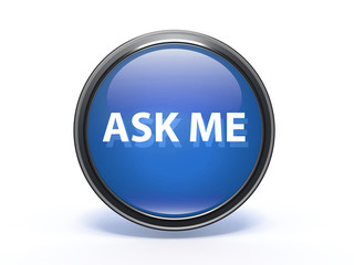 ask me circular icon on white background