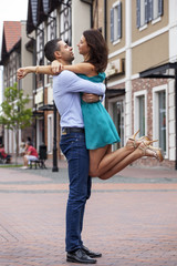 Naklejka premium Outdoor portrait of beautiful romantic couple