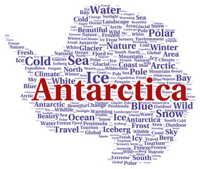 Antarctica word cloud shape