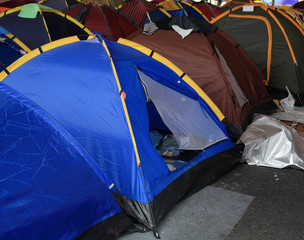 Many tents on street