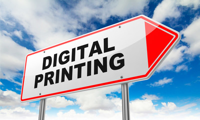 Obraz premium Digital Printing on Red Road Sign.