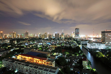 Bangkok cityscape at twilight sky