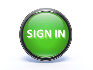 sign in circular icon on white background