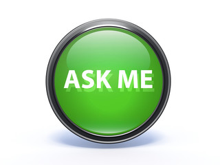 ask me circular icon on white background