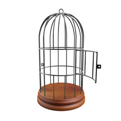 empty cage with the door open
