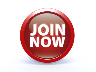 Join now circular icon on white background