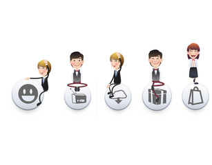 Business people with badges