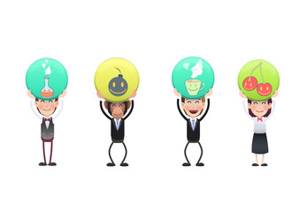 Business people with badges