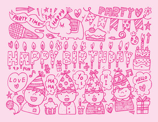 Obraz premium Doodle Birthday party background