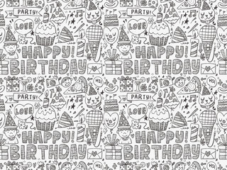 Seamless Doodle Birthday party pattern background