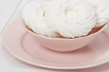 Meringue. Sweet Dessert Made From Whipped Egg Whites And Sugar.