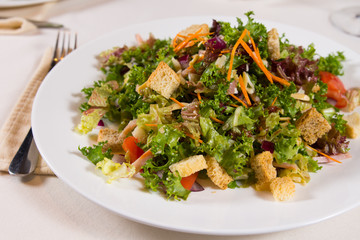 Gourmet Healthy Main Dish on White Round Plate