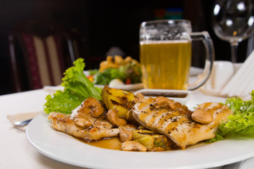 Macro Tasty Tender Meat Dish on Plate