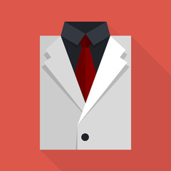 Flat business jacket and tie. White color