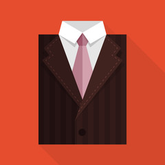 Flat business jacket and tie. Brown color