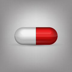 Red and white capsule pill