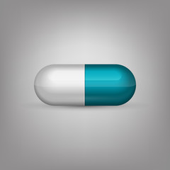 Blue and white capsule pill