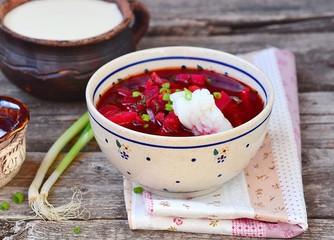 traditional Ukrainian beet soup borsch