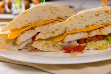 Close Up of Ciabatta Roll Sandwich
