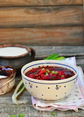 traditional Ukrainian beet soup borsch