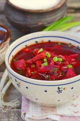 traditional Ukrainian beet soup borsch