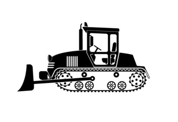 bulldozer working on a white background © dervish15