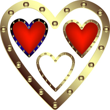 Set of ornamental hearts