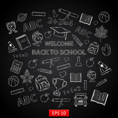 Back to school background on chalk board