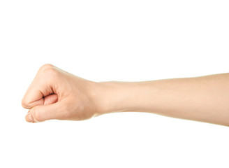 Female caucasian hand gesture isolated