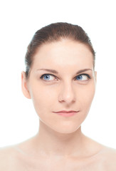 Fototapeta premium Young caucasian woman portrait isolated