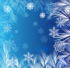 Fototapeta na wymiar Blue winter background with frost ornament.