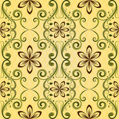 Seamless yellow floral vector pattern.