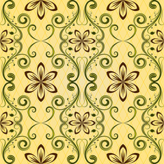 Seamless yellow floral vector pattern.