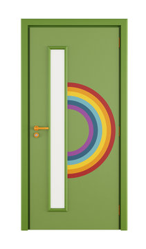 Playroom Door With Rainbow