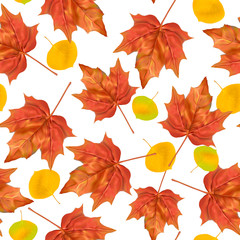 Autumn leaves seamless pattern