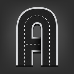 A letter. Road font