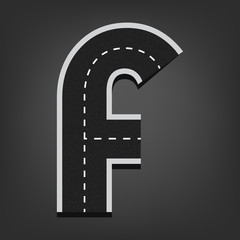 F letter. Road font