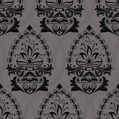Seamless dark retro wallpaper vector pattern.
