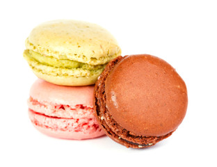 Color macarons isolated on white background