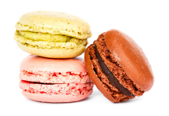 Color macarons isolated on white background