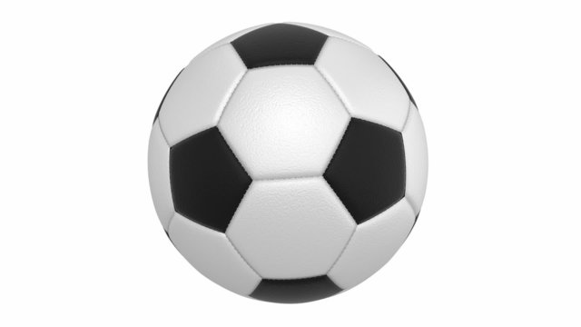 Animated football ball. 3D render with alpha mask.