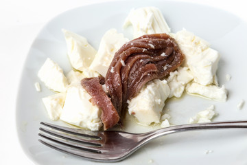 anchovies in oil with fresh cheese