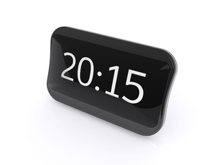 New black shining digital clock isolated on white