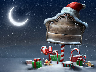 Beautiful Christmas sign outdoors night scene